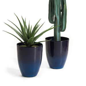 16.75 in. H Oversized Eco-Friendly PE Cobalt Blue Faux Ceramic Tall Pot Planter (2-Pack)