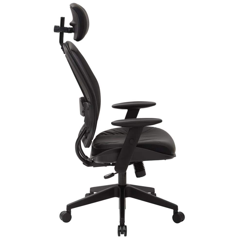 Executive High Back Black Leather Swivel Office Chair with Adjustable Arms