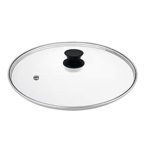 13.25 Inch Tempered Glass Lid with Stainless Steel Rim Steam Vent Fits Most Pots Frying Pans Woks Black