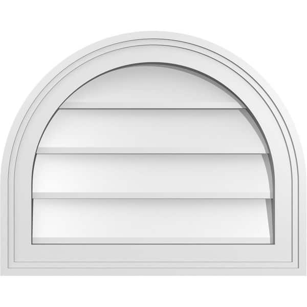 Ekena Millwork 20 in. x 16 in. Round Top White PVC Paintable Gable Louver Vent Non-Functional