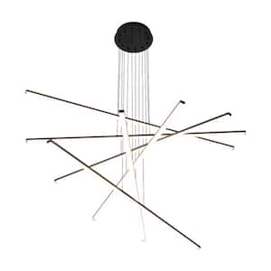 Darshelle 60-Watt 6-Light Black Sputnik Linear Matte Pendant Integrated LED Pendant Light 3000K No Shade Include
