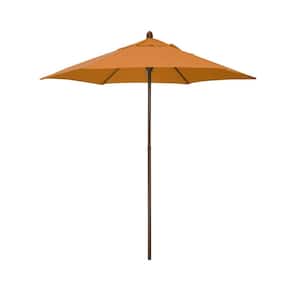 7.5 ft. Wood-Grained Steel Market Patio Umbrella with Push Lift in Tuscan Polyester