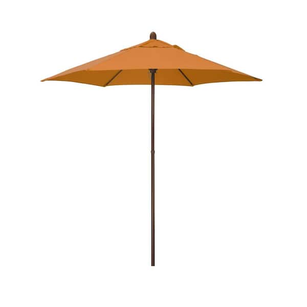 Astella 7.5 ft. Wood-Grained Steel Market Patio Umbrella with Push Lift in Tuscan Polyester