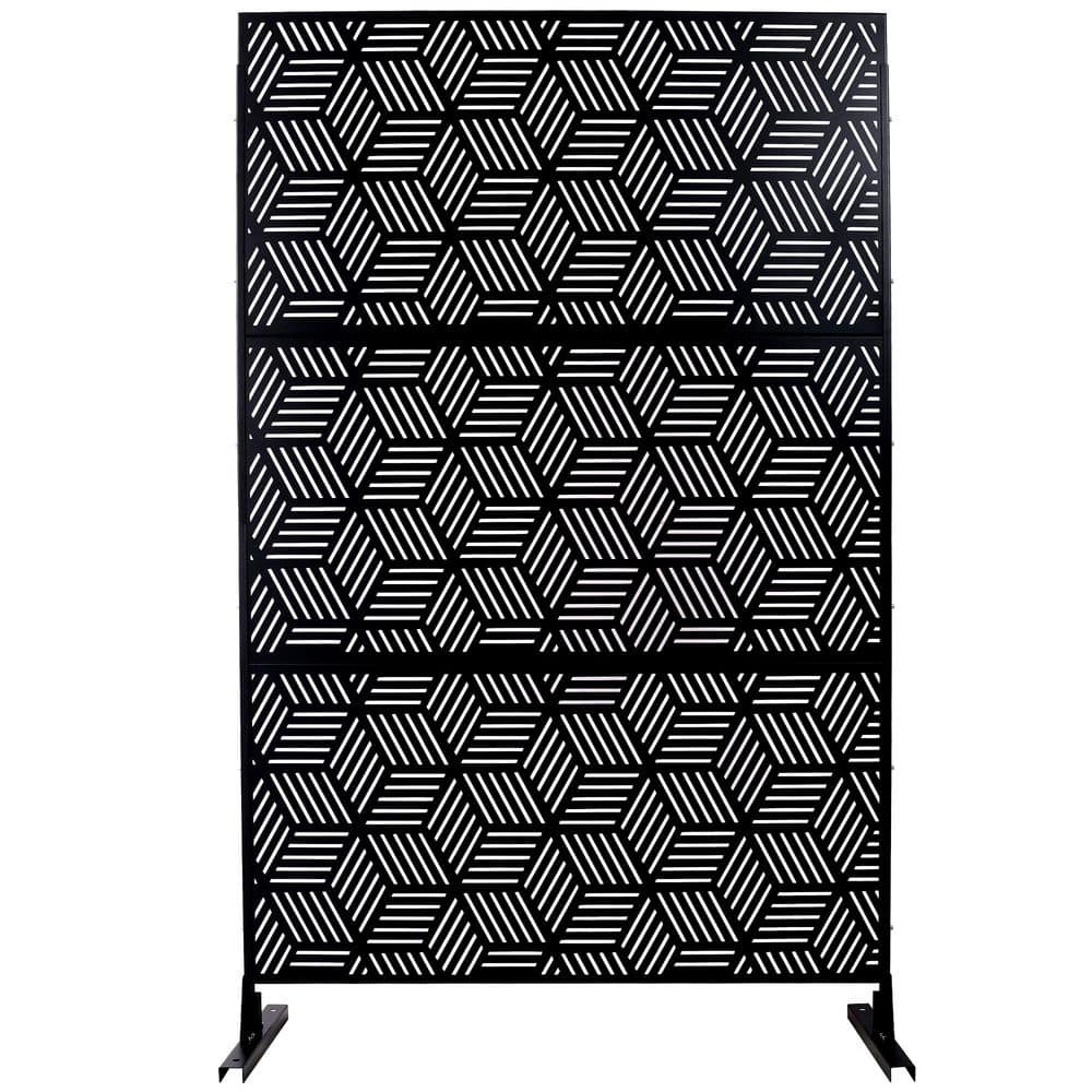 76 in. H x 48 in. W Black Steel Outdoor Privacy Fence Screen for Deck Balcony Patio price history on PriceWatchPro