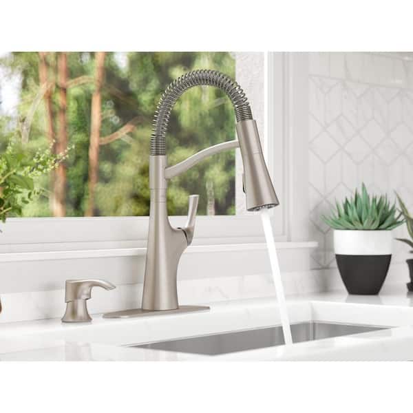 Pfister Miri Spotdefense Stainless Steel 1-Handle Deck-Mount Pull-Out Handle Kitchen Faucet (Deck Plate Included) Pfister Miri Spotdefense Stainless Steel 1-Handle Deck-Mount Pull-Out Handle Kitchen Faucet (Deck Plate Included)