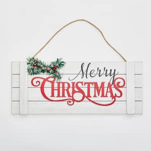8 in. x 20 in. Wood Merry Christmas Sign