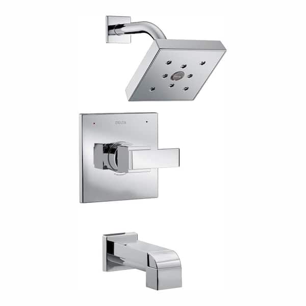 Delta Ara 1-Handle Tub and Shower Faucet Trim Kit in Chrome Featuring H2Okinetic (Valve Not Included)