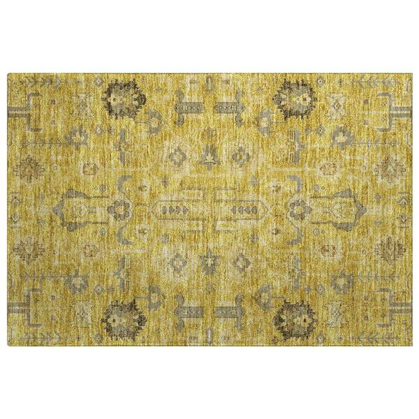 Dream Shag Premium Machine Washable Abstract ADS697 Gold 2 ft. x 3 ft. Accent Rug
