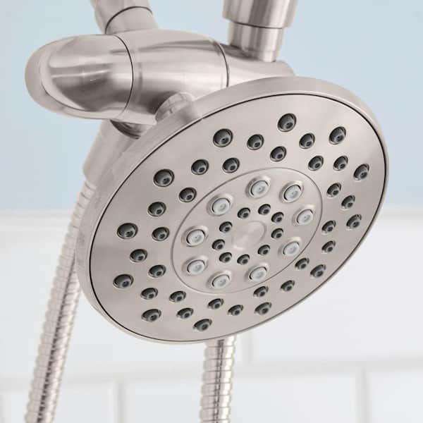 6-spray 5.51 in. Dual Shower Head and Handheld Shower Head in Brushed Nickel