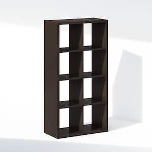 Cubic 57.91 in. Tall Dark Oak Wood 8-Cube Bookcase