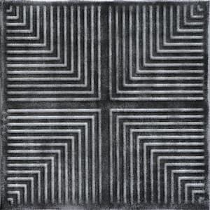Pyramid Illusion Black Silver 1.6 ft. x 1.6 ft. Decorative Foam Glue Up Ceiling Tile (21.6 sq. ft./Case)