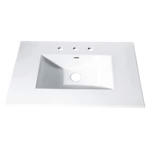 31 in. x 22 in. Vitreous China Vanity Top with Rectangular Bowl in White