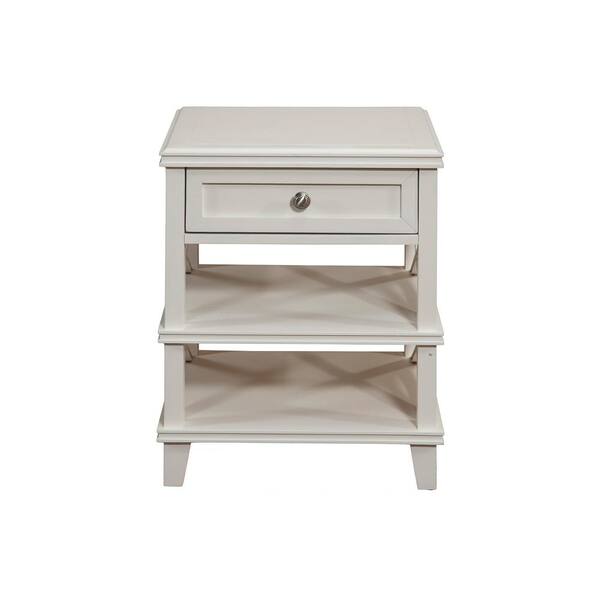 Unbranded Potter 1-Drawer, 2-Open Shelves White Nightstand