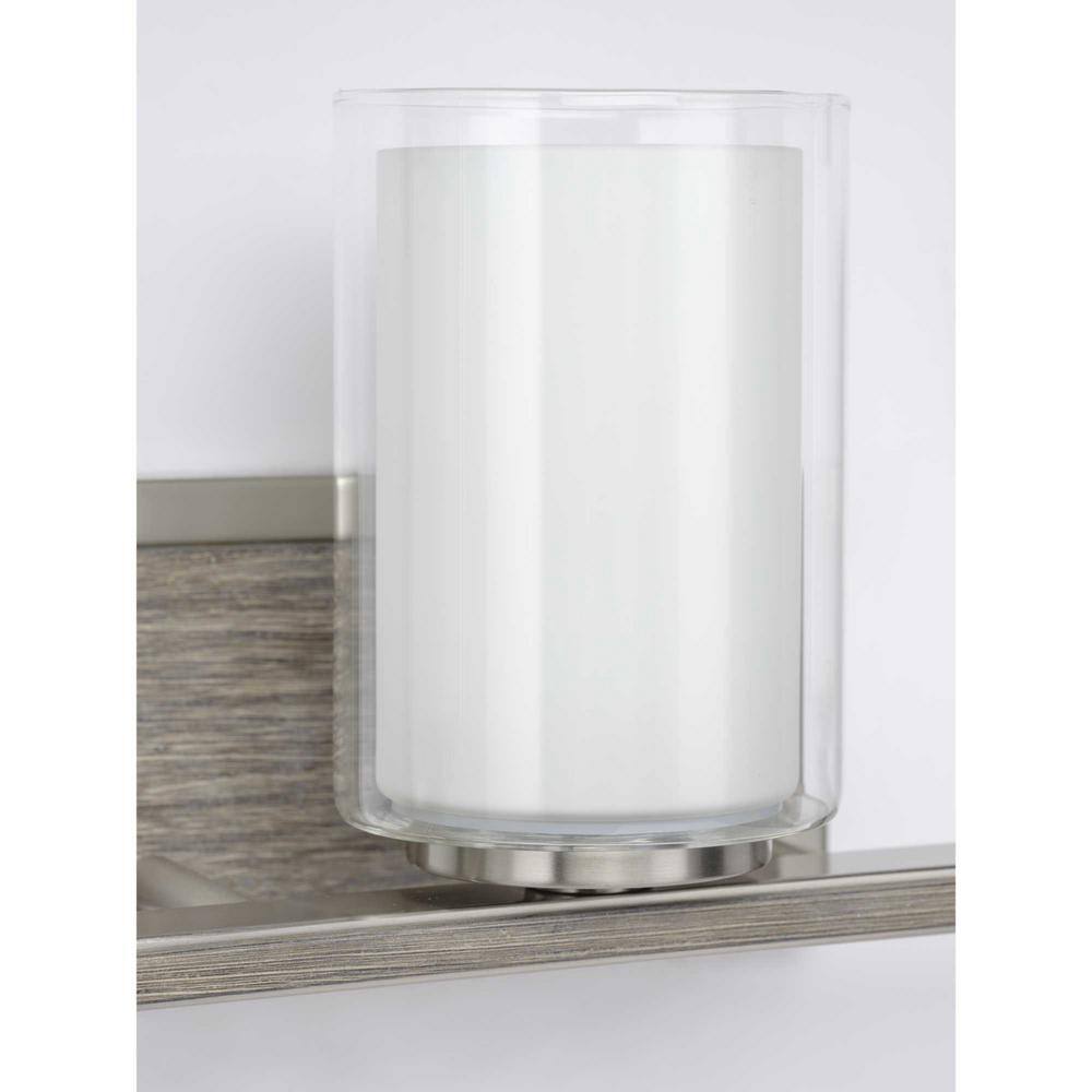 Mast 24" Brushed Nickel 3-Light Bath Vanity with Clear and Etched Glass Shades
