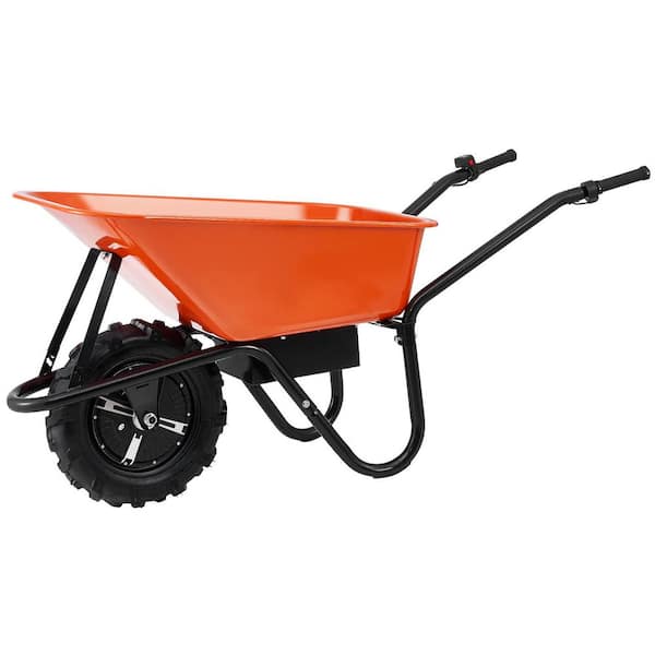 Wheelbarrow 5 cu. ft. Load, 330 lbs. Capacity, Plastic Garden Dump Cart with 16 in. Track Rubber Wheels, Garden Carts
