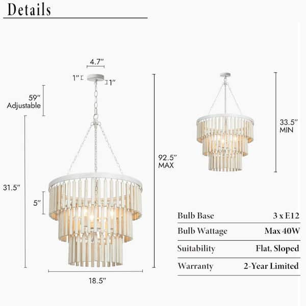 wz♡ 4-Light Farmhouse Chandelier, 12.5 Inch Rustic Black and