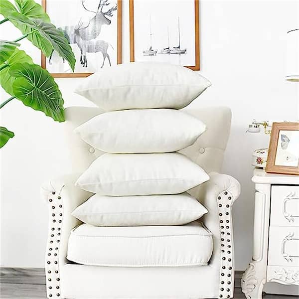  Top Finel Decorative Throw Pillow Covers 18x18 Set of 2, Cream  White Couch Square Pillow Covers for Sofa Bed, Soft Velvet Cushion Covers  with Pom Poms for Livingroom Bedroom Modern Home