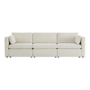 Rhea 112.6 in. Straight Arm Fabric Straight Sofa in Linen