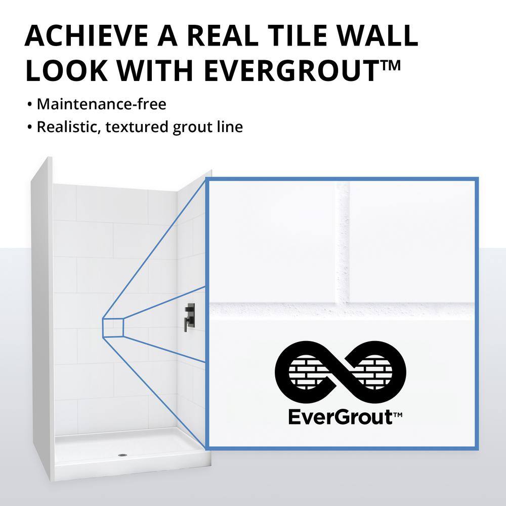 DreamStone 36" White Solid Surface Alcove Shower Kit