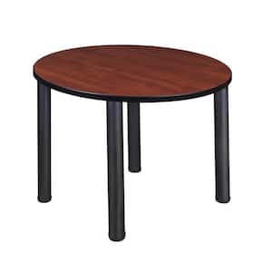 Rumel 36 in. L Round Cherry and Black Wood Breakroom Table (Seats 4)