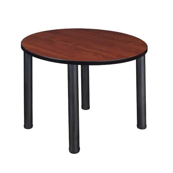 Regency Rumel 36 in. L Round Cherry and Black Wood Breakroom Table (Seats 4)