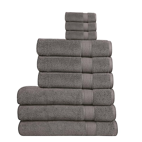 A1 Home Collections A1HC 500 GSM Duet Technology 100% Cotton Ring Spun Charcoal Quick Dry Low Lint Highly Absorbent 9-Piece Towel Set