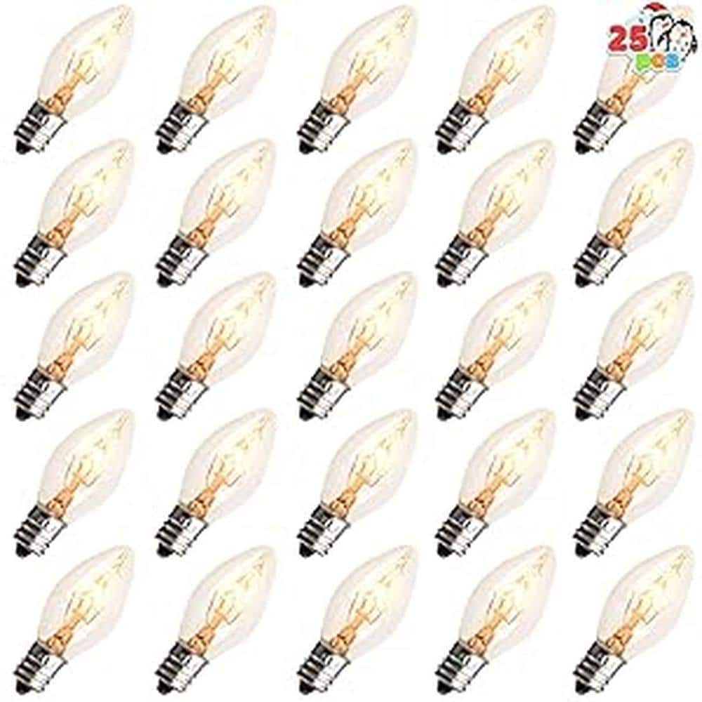 25 Pack C7 6W Replacement Bulbs, E12 Candelabra Base, 120V Longer Life, for Christmas Indoor Outdoor Decor （字符数：69） price history on PriceWatchPro