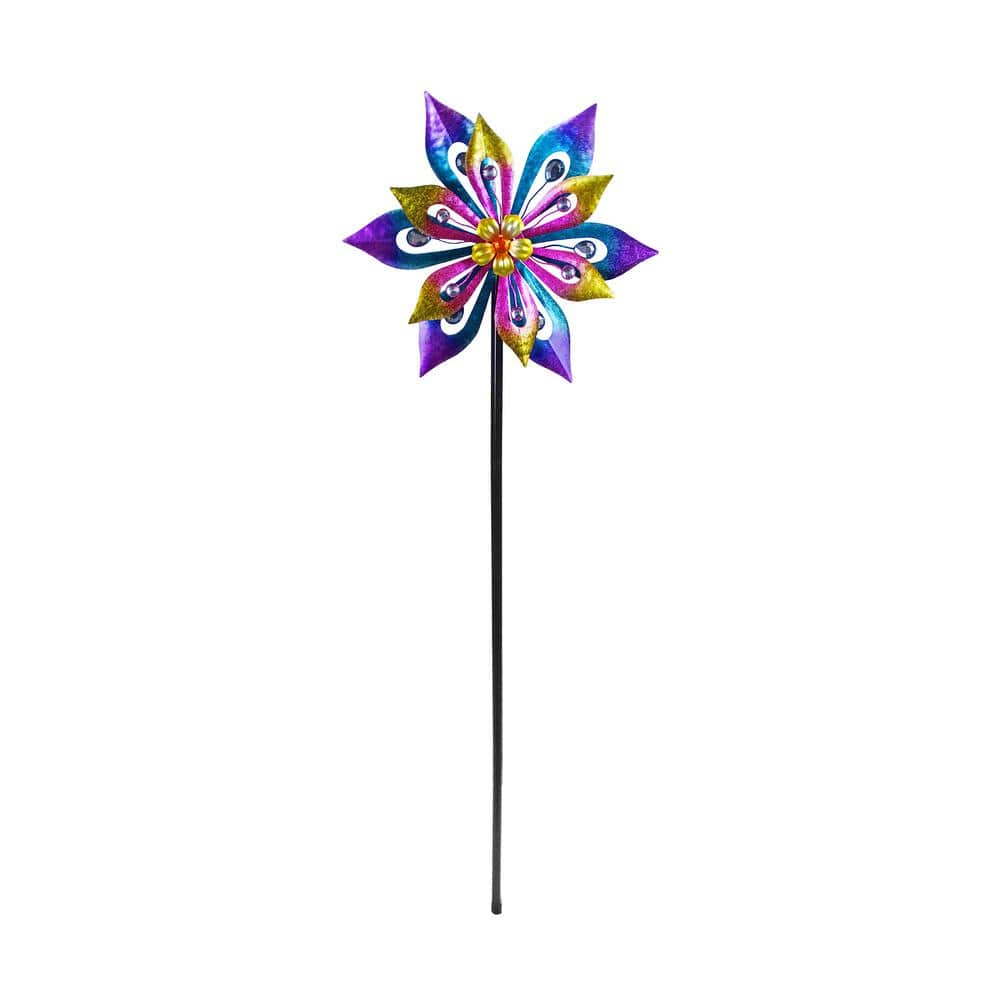 Alpine Corporation Multi-Colored Metal Layered Floral Wind Spinner ...