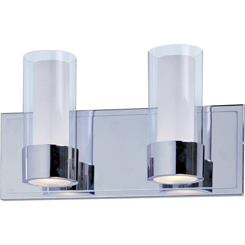 Polished Chrome 2-Light Glass Shade Bath Vanity
