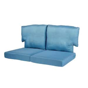 Charlottetown 23.5 in. x 26.5 in. CushionGuard 4-Piece Outdoor Loveseat Replacement Cushion Set in Washed Blue