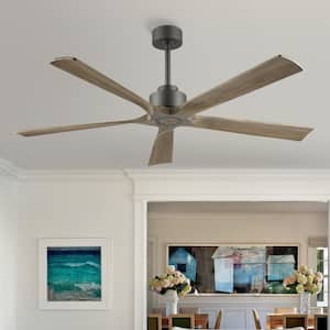 60 in. 6 Fan speeds Indoor Ceiling Fan in Grey with Remote