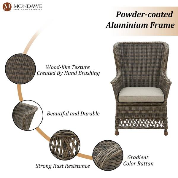 Mondawe Valkyrie Gray Plastic Outdoor Dining Arm Chair with Gray Bean  Cushions (2-Pack) JO-ML1907 - The Home Depot