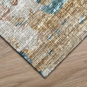 Accord Ivory 1 ft. 8 in. x 2 ft. 6 in. Abstract Indoor/Outdoor Washable Area Rug