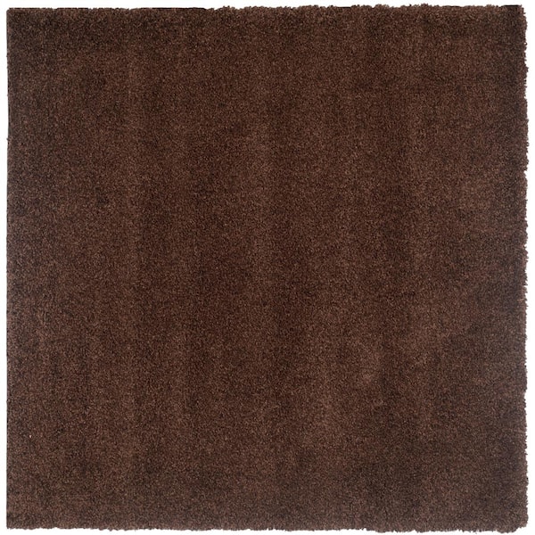 California Shag Brown 7 ft. x 7 ft. Square Solid Area Rug