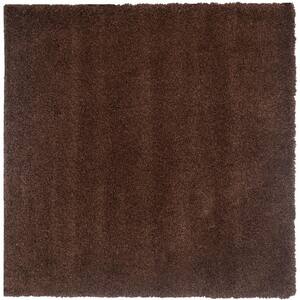 California Shag Brown 9 ft. x 9 ft. Square Solid Area Rug