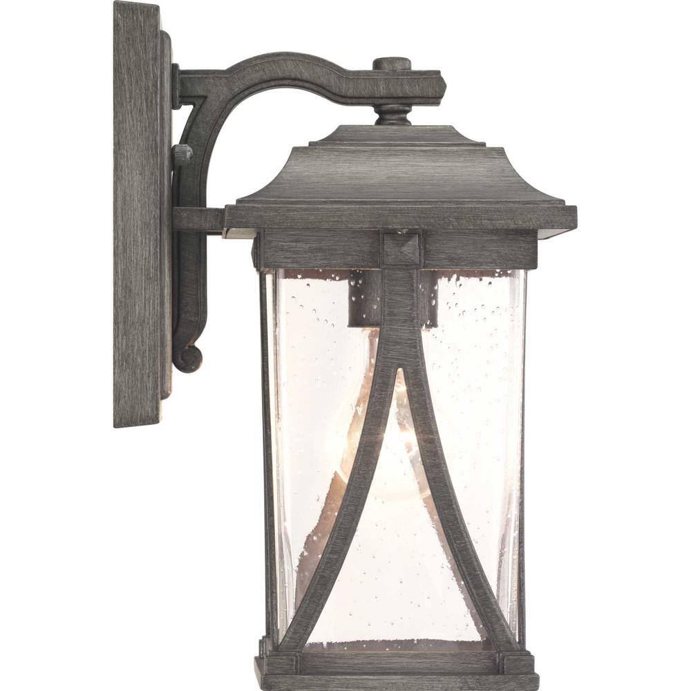 Antique Pewter Outdoor Lantern with Clear Seeded Glass Shade