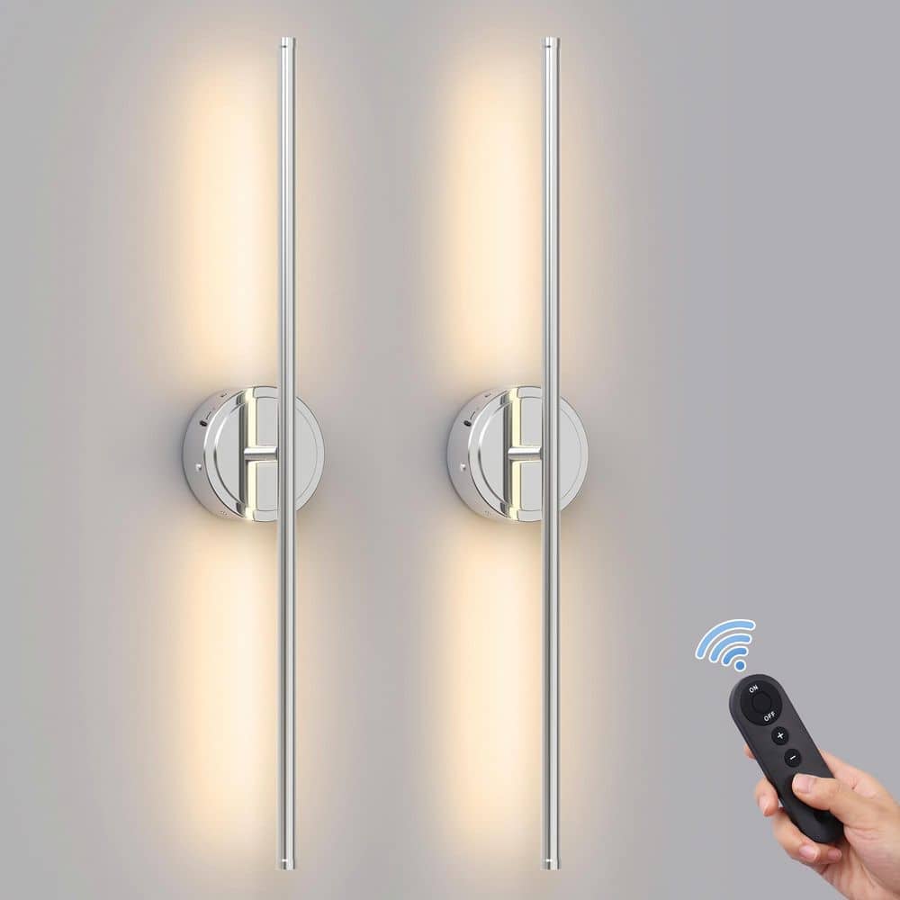 350° Rotate Chrome Dimmable Wireless Integrated LED Wall Sconce with Remote, Sconce Wall Decor for Living Room(2-Pack) price history on PriceWatchPro