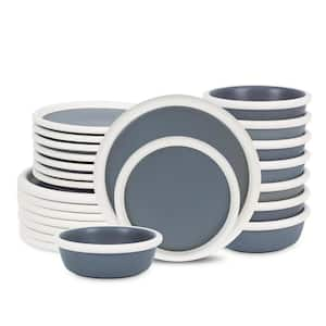 Capri 24-Piece Grey Stoneware Full Set (Service for 8)