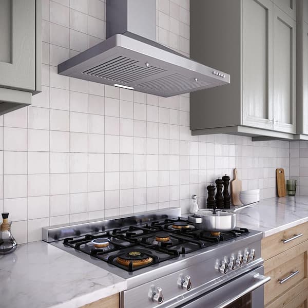 30 in. Stadera Ducted Wall Mount Range Hood in Brushed Stainless Steel with Baffle Filters,Push Button Control,LED Light