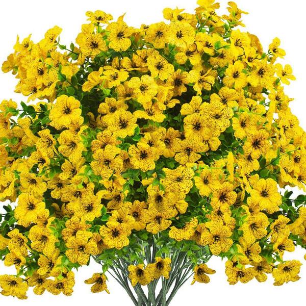 13.8 in. Yellow Outdoor Artificial Flower UV Resistant 16-Bundles
