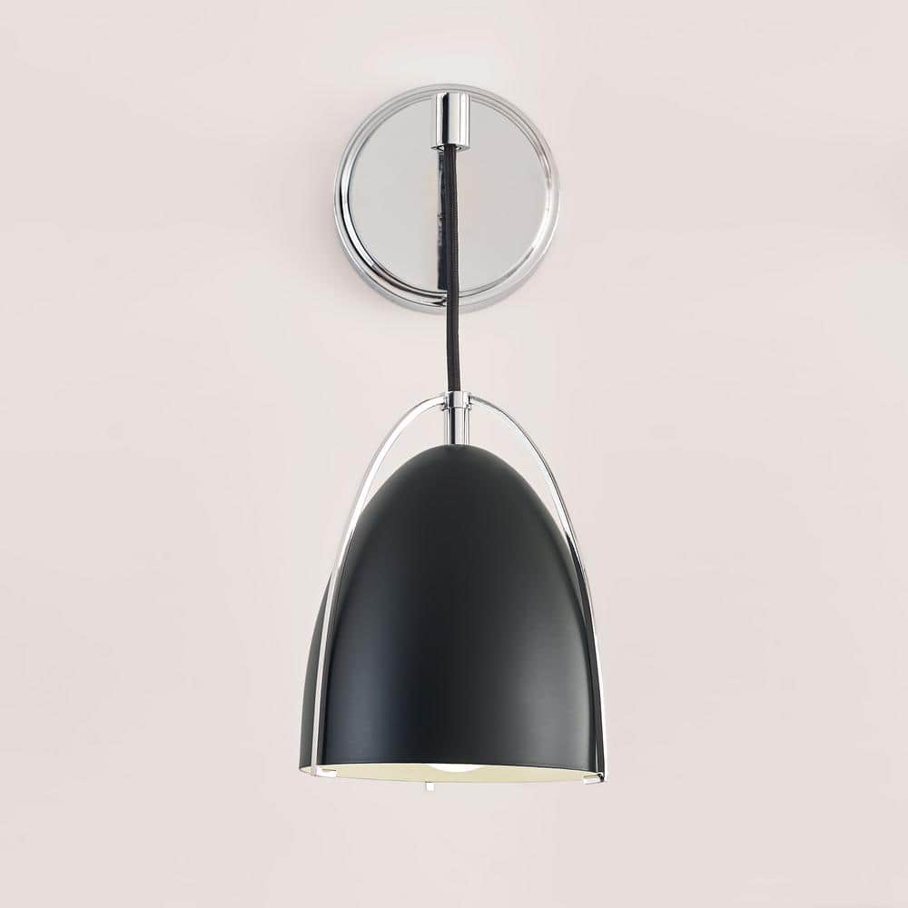 Norman Midnight Black and Chrome 1-Light Outdoor Wall Sconce
