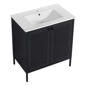 30 in. Freestanding Bathroom Vanity With Ceramic Sink, Soft Closing Door Bathroom Storage Cabinet in Black