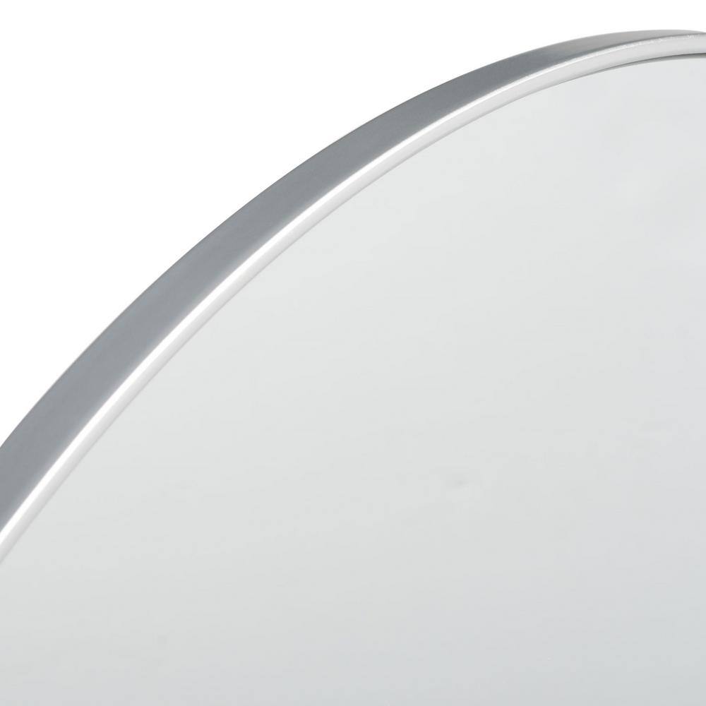 Eldia 36" Round Silver Polished Wood Frame Mirror