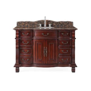 Hopkinton 50 in. W x 22 in D. x 36 in. H Bath Vanity in Cherry With White porcelain Sink and Brown Granite Top