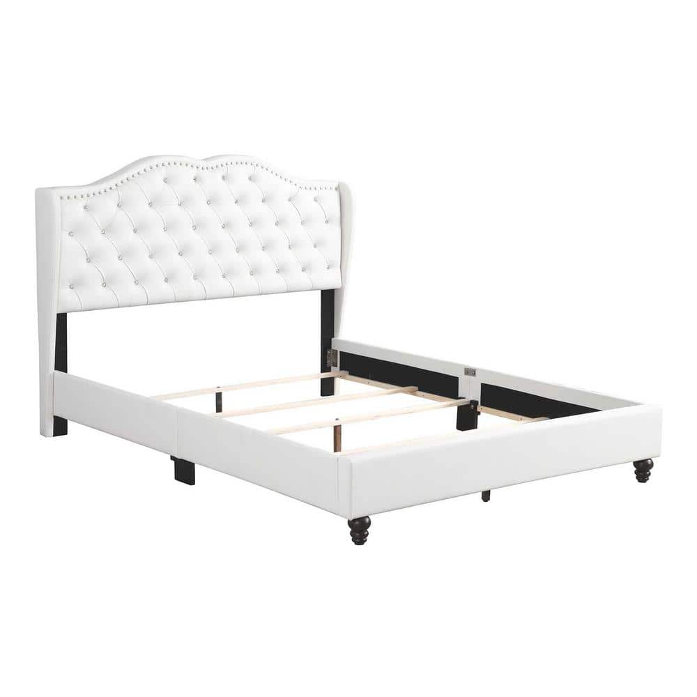 Joy Jewel White Jewel Tufted Queen Panel Bed