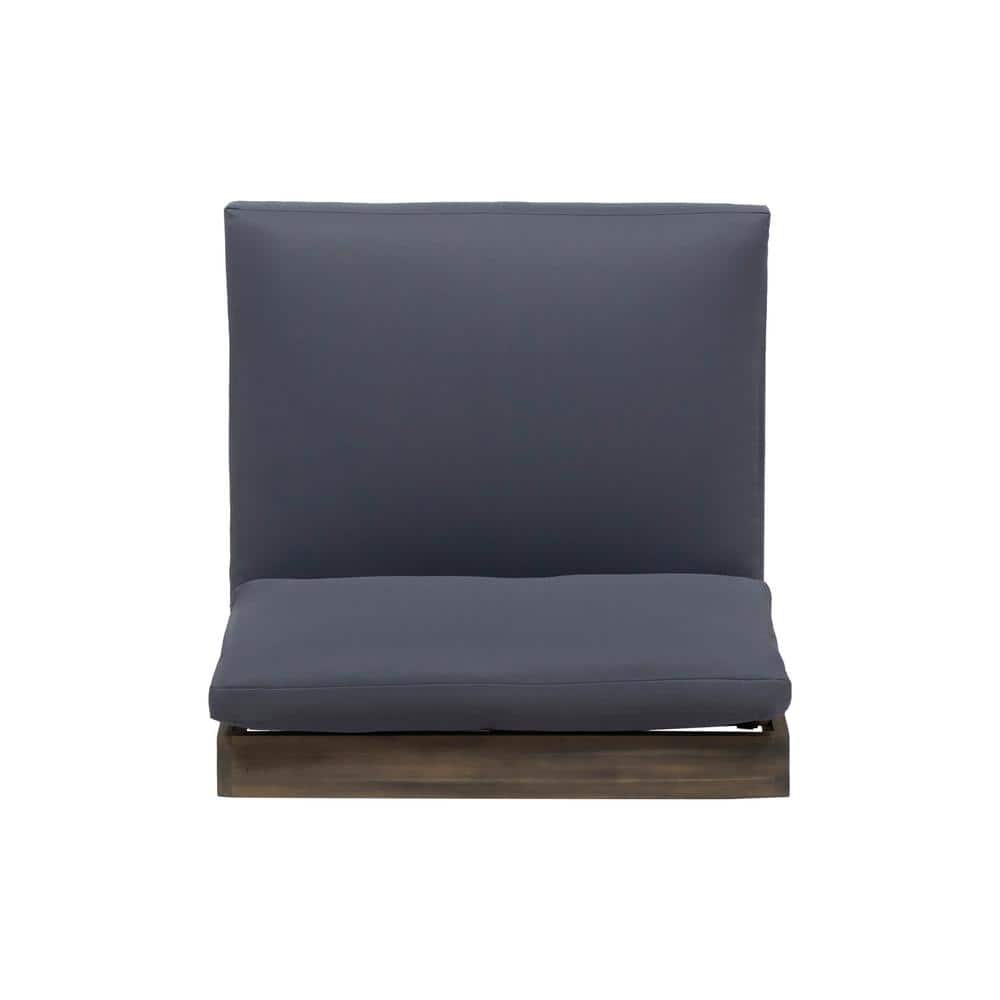 Louise Acacia Gray Outdoor Armless Lounge Chair with Dark Gray Cushion