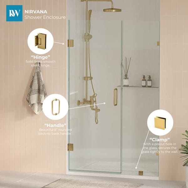 Kobiworks Nirvana 58 in. W x 76 in. H Frameless Pivot Hinged