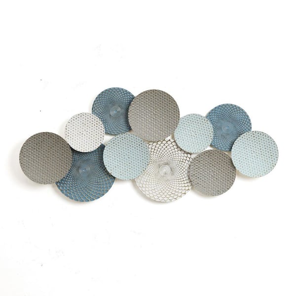 LuxenHome 21.06 in. x 47.44 in. Distressed Multi-Color Pastels Abstract Metal Work Wall Decor