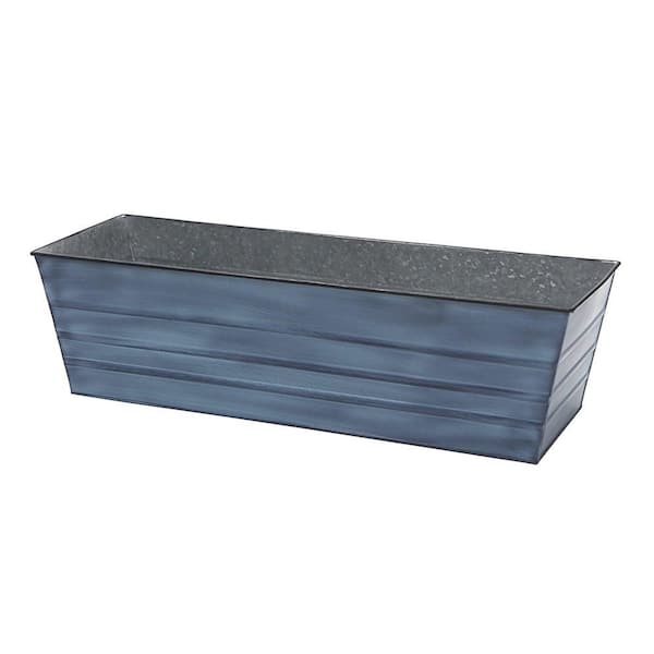 Achla Designs Large Galvanized Steel Flower Box Planter 35.25 in. Wide Nantucket Blue