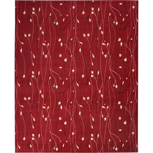 Nourison Grafix Red 8 ft. x 10 ft. Floral Contemporary Area Rug